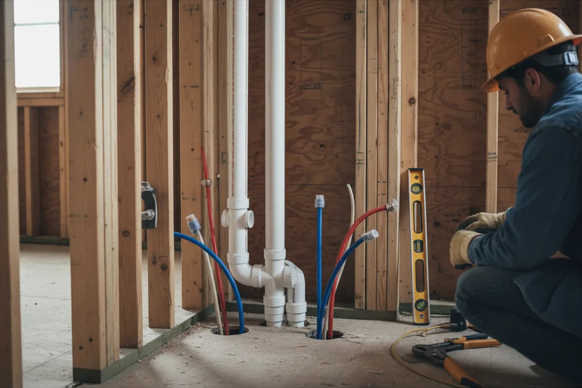 Drain and supply rough-in during Drain Cleaning in Blairstown
