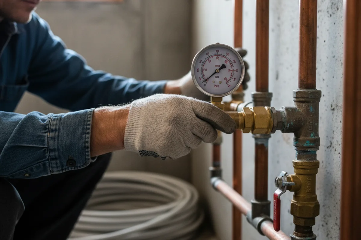 Pressure testing a repaired line during Water Line Repair in Blairstown